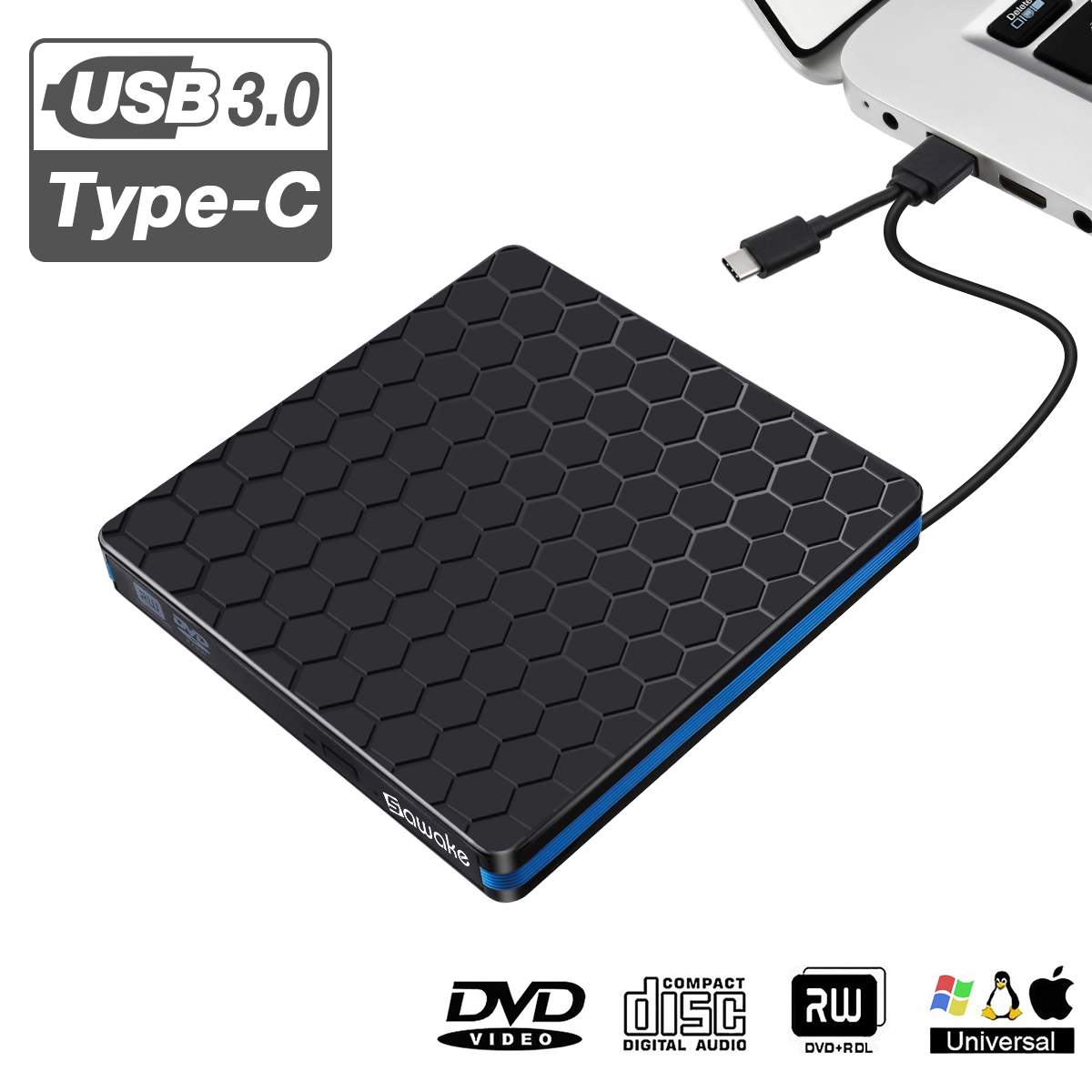 2in1 USB 3.0   C DVD ̺, CD  ̹ ̺  б- ڴ, ܺ DVD-RW ÷̾ ۼ